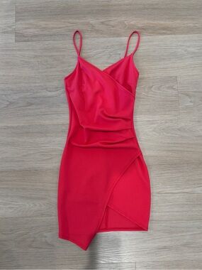 Joe & Elle Hot Pink Wrap-Front Mini Dress
